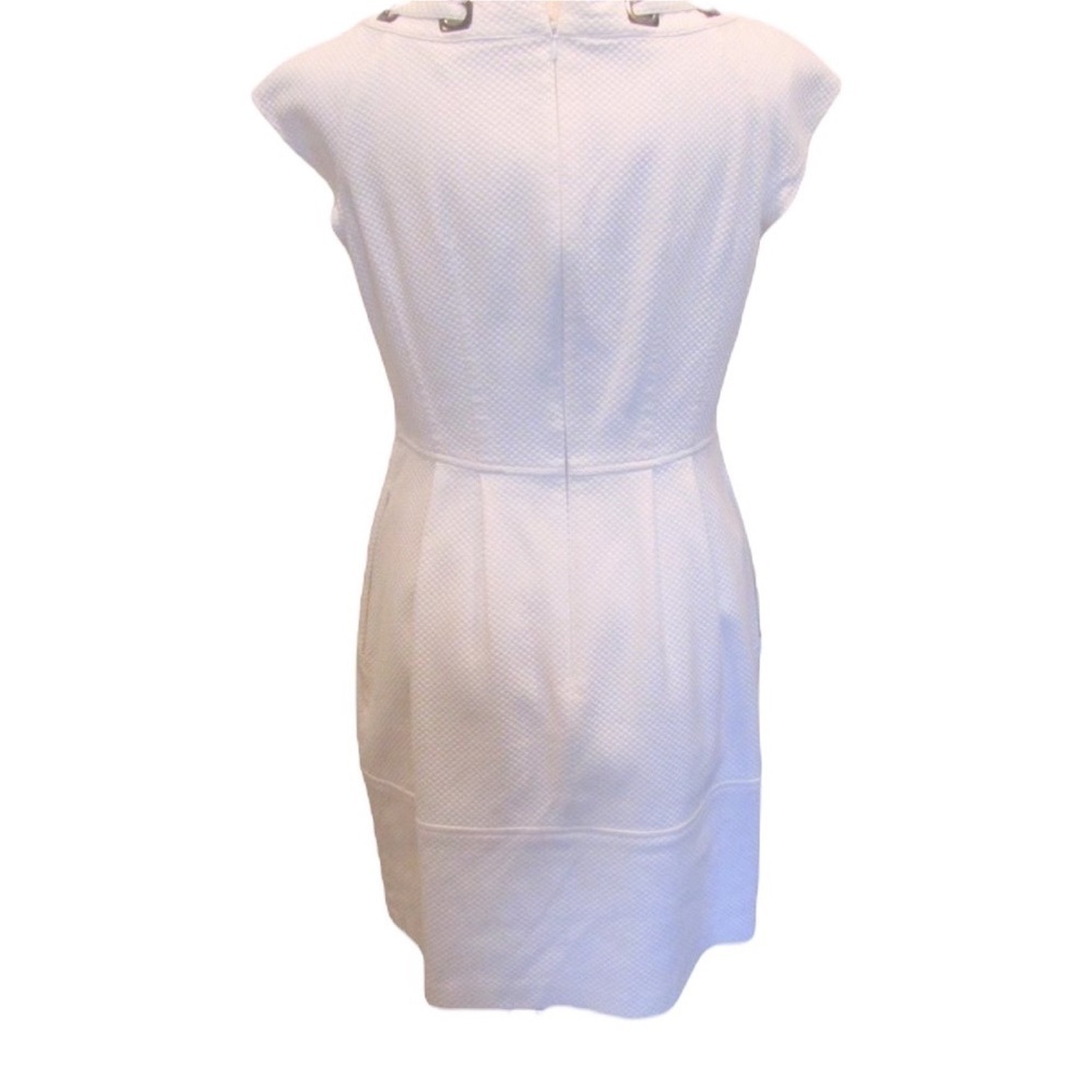 NANETTE LEPORE White Workaholic Dress w/ Pockets Size 0-Silver Chunk Chainlink - Picture 6 of 10